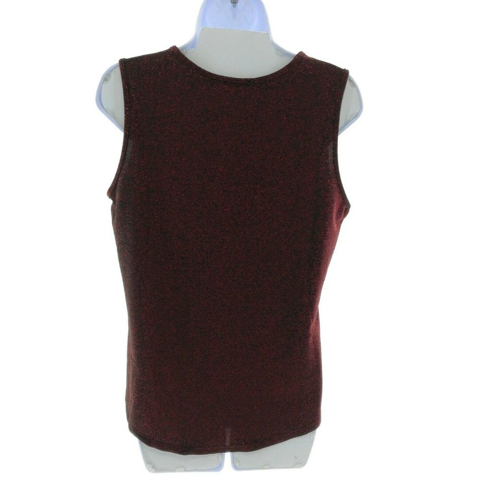 Knapp Studio Women's Red and Black Metallic Sleeveless Top Size Medium - Picture 3 of 3